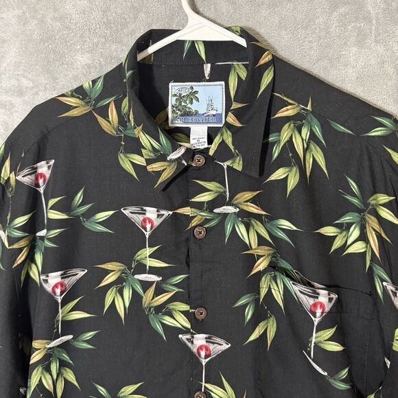Vintage Aftco Mens Shirt XL Bluewater Martini Hawaiian Beach Vacation Party AOP - Picture 3 of 8